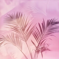 Wall Mural - tropical palm shadows on smooth pastel pink background for creative design.
