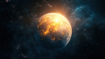Wall Mural - a planet with a unique atmospheric glow.