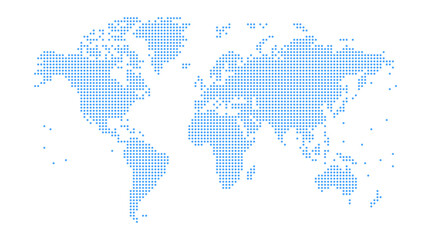 Wall Mural - dotted halftone world map on white background, vector illustration