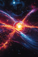 Poster - abstract visualization of quantum entanglement with vibrant light and energy patterns, showcasing th