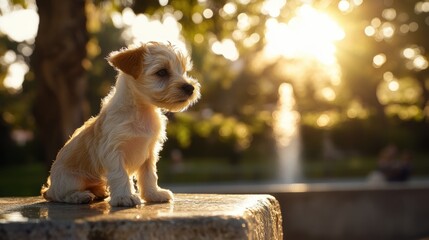 Wall Mural - Puppy Sunset.