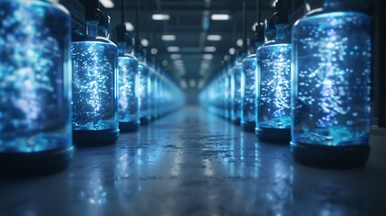 Aufkleber - Futuristic Fuel Development Lab with Robotic Arms, AI Systems, and Glowing Experimental Fuels