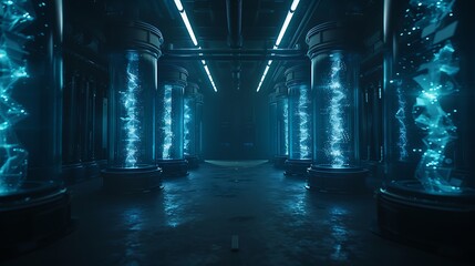 Aufkleber - Futuristic Fuel Development Lab with Robotic Arms, AI Systems, and Glowing Experimental Fuels