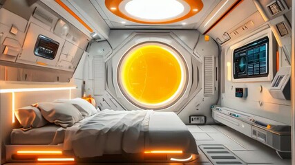 Poster - High tech bedroom on a spaceship or in a laboratory