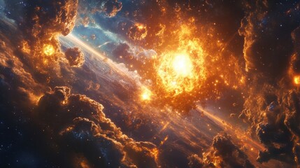 Wall Mural - celestial events with cosmic clouds and bright stars.
