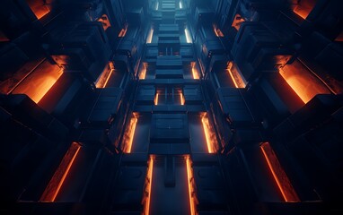 Poster - Towering Industrial Structure in Futuristic City Refining Raw Energy with Advanced Technology