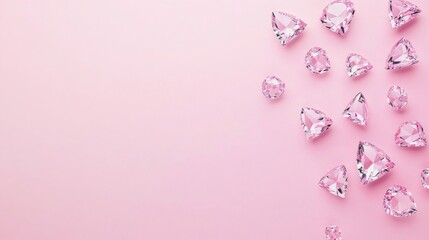 Poster - Photo of, Pink background with scattered diamonds for design, banner template