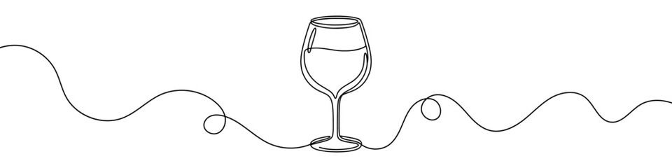 Poster - continuous line drawing of wine glass. one line drawing of wine glass. vector illustration. wine gla