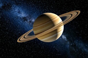 Wall Mural - Planet Saturn on a dark space with star background
