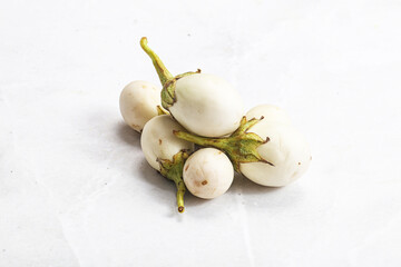 Natural organic white round eggplant