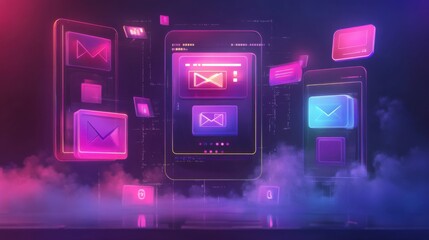 Poster - Futuristic 3D Vector Devices in Colorful Display