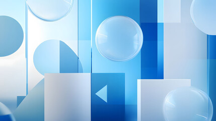 Poster - Blue shapes and bubbles