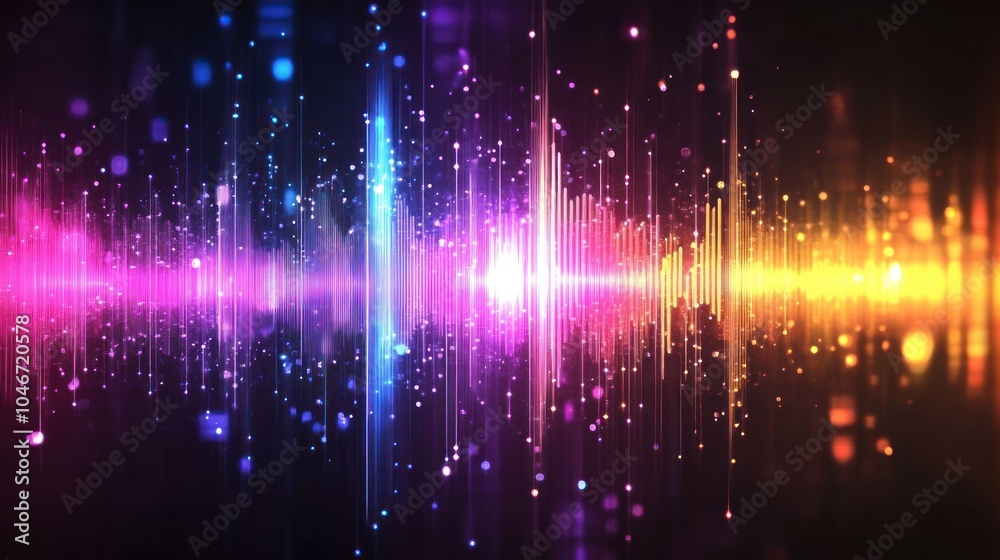 Vibrant sound wave visualization in a spectrum of colors. Stock ...