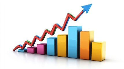 Poster - A 3D bar graph with a red arrow pointing up, signifying growth and success.