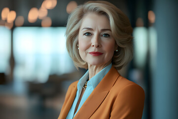 Business woman, portrait of a mature female CEO in a corporate office