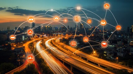 Poster - Sleek Technology Interface with Connected Icons