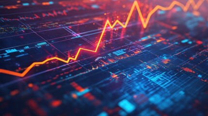 Poster - A digital representation of a fluctuating financial graph with vibrant colors.