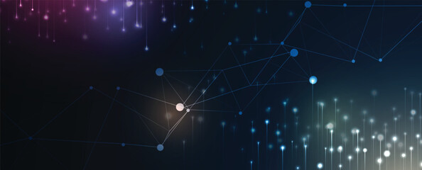Aufkleber - Abstract digital light ray  technology vector background with glowing particles