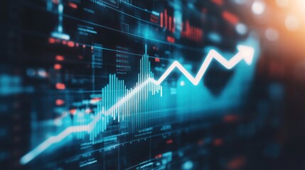 Poster - A digital graph depicting an upward trend, symbolizing growth and analytics.