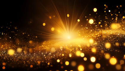 Poster - Vibrant yellow light creates a beautiful glow on particles in an abstract bokeh effect agai_1(835)