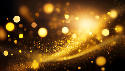 Poster - Vibrant yellow light creates a beautiful glow on particles in an abstract bokeh effect agai_1(834)
