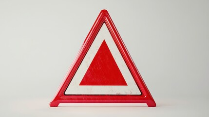 A red and white triangular warning sign with a white exclamation point inside isolated on a white background.