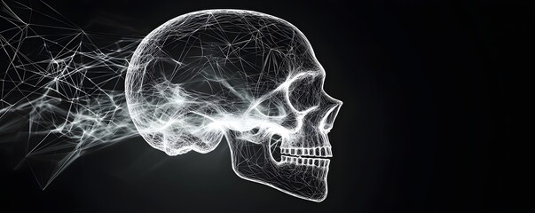Poster - Intricate Minimalist 3D Skeleton Design - Translucent Bone Structure with Light Diffusion and Smooth Textures for Artistic Projects