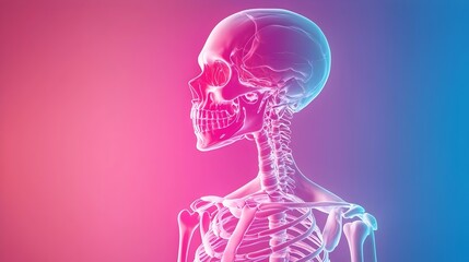 Poster - Translucent Skeleton Art - Hyper-Realistic Neon Effects with Abstract Background for Creative Projects