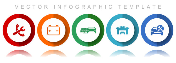 Leinwandbilder - Car serivce vector icon collection, miscellaneous icons such as tools, workshop, battery and renewable energy, flat design infographic template in eps 10