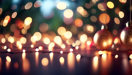 Poster - Softly glowing Christmas lights create a beautiful blurred background effect. _1(784)