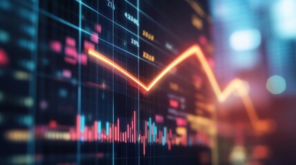 Poster - A digital financial chart displaying market trends with fluctuating lines and data points.