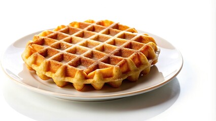 Medium shot Belgian waffle on a plate on a white background