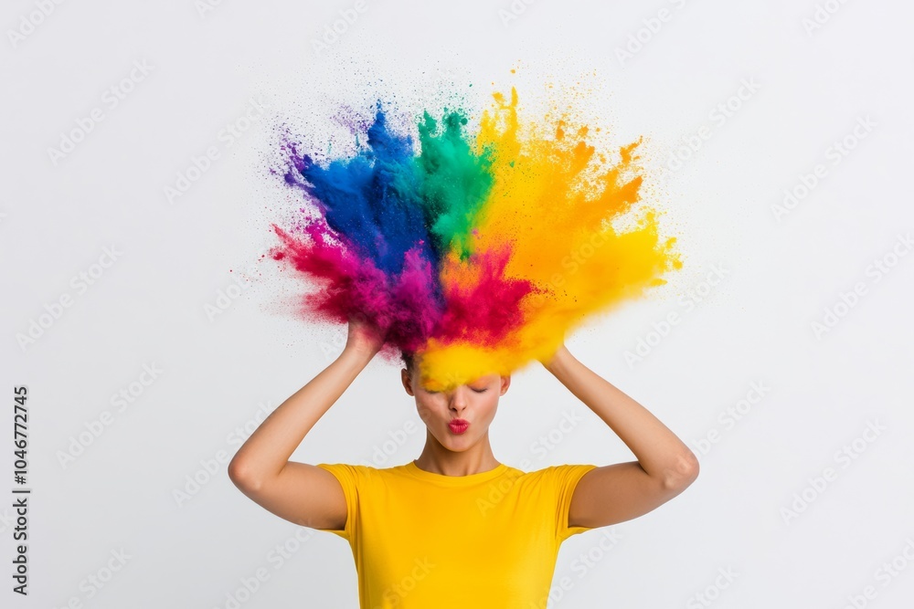 colors and feelings with a young woman white background Stock Photo ...
