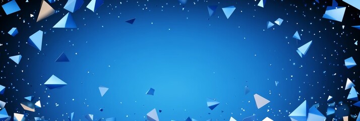 Poster - Abstract 3D Blue Triangles Background A Vibrant Digital Design with Geometric Shapes and Copy Space