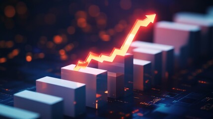 Poster - A digital graph showing an upward trend, symbolizing growth and progress in business.