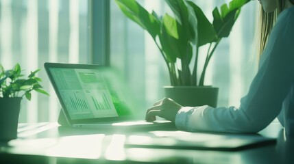 Wall Mural - The Laptop and Green Plants