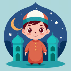 Ramadan Kareem Concept Art of Person in Prayer Under Starry Sky – Ideal for Posters, Logos, and Social Media