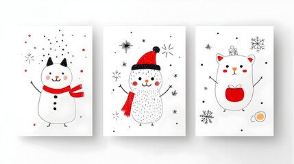 Fototapete - Festive Cards Set Featuring Christmas and New Year Themes Perfect for Web Design Social Media Banners and Versatile Marketing Purposes
