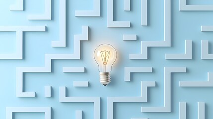 Fototapete - Illuminating Creativity A Light Bulb Idea Within a Labyrinth of the Innovative and Transformative Power of Imagination and Ingenuity