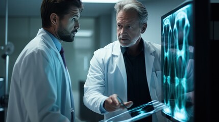 Poster - a male doctor and a humanoid robot working together in a hospital setting