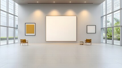 Aufkleber - Minimalist blank canvas mockup displayed in a stylish and modern room setting featuring clean lines refined elegance and spotlighted lamps that create a cozy and inviting atmosphere
