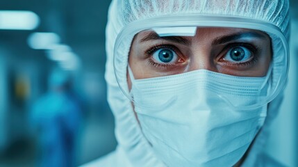 Wall Mural - Close-up of Doctor in Protective Mask and Visor