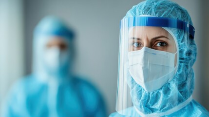 Wall Mural - Medical Professional in Protective Gear and Face Shield