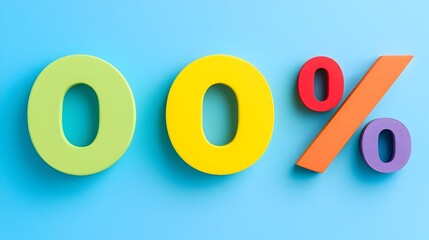 Leinwandbilder - Bold vibrant percentage symbol on a clean and modern solid color background suitable for shopping discount e commerce and various marketing or business related concepts