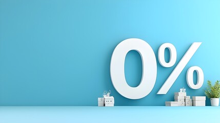 Poster - Minimalist modern close up image of a large percentage symbol on a simple solid color background ideal for discount sale and shopping promotion designs marketing campaigns and commercial applications