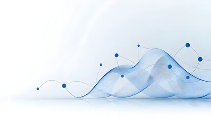 Poster - Captivating Futuristic Blue Waves with Glowing Particles over a Dark and White Background Symbolizing the Dynamic Nature of Technological Advancements and Innovation