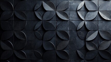Poster - A black background with delicate geometric patterns in soft gray, providing a sophisticated and modern touch to minimalist design.