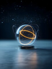 Aufkleber - Cosmic sphere bursting with vibrant swirling energy intricate light trails creating mesmerizing motion glowing against a distant starry backdrop