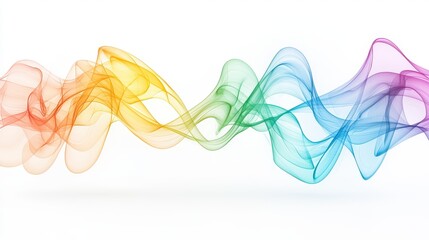 Poster - A breathtaking visualization of sound frequencies in vibrant colors, with swirling patterns on a clean white background, depicting the power of music.