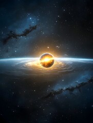 Aufkleber - Mesmerizing cosmic orb pulsating with swirling prismatic energy set against a dynamic starry galactic backdrop  An ethereal otherworldly scene of transcendent beauty and power